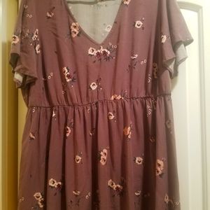 Purple Rose Print Torrid Fit & Flare Top